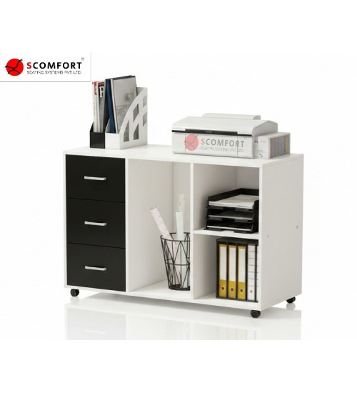 Scomfort SC-S08 Office Storage Cabinet with 3 Drawers and Open Shelves